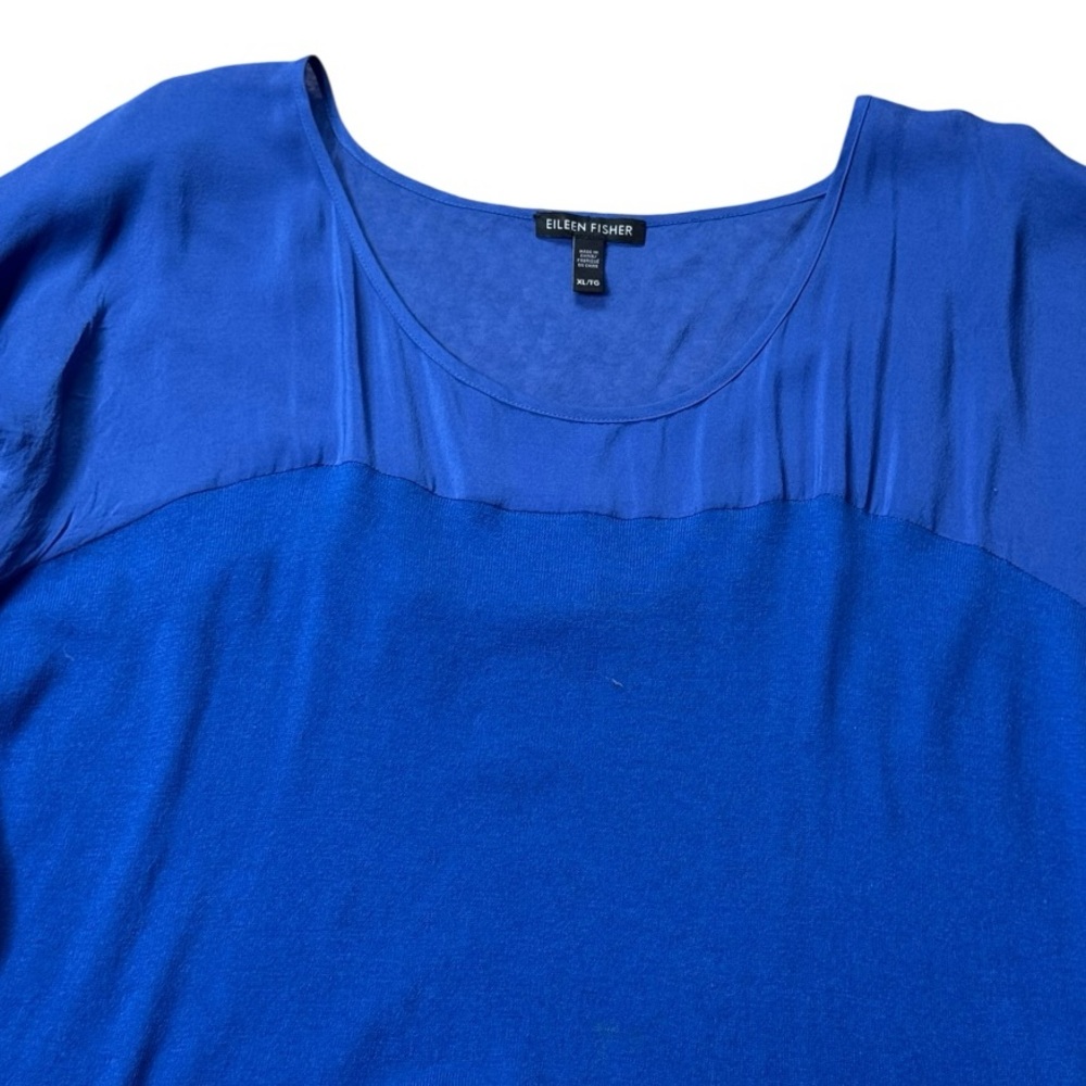 Eileen Fisher Silk Blend Scoop Neck Woven Contrast Tunic size XL - Picture 6 of 11